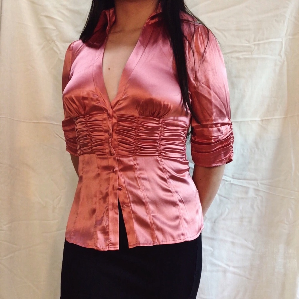 SOLD - BEBE PINK SILK BLOUSE